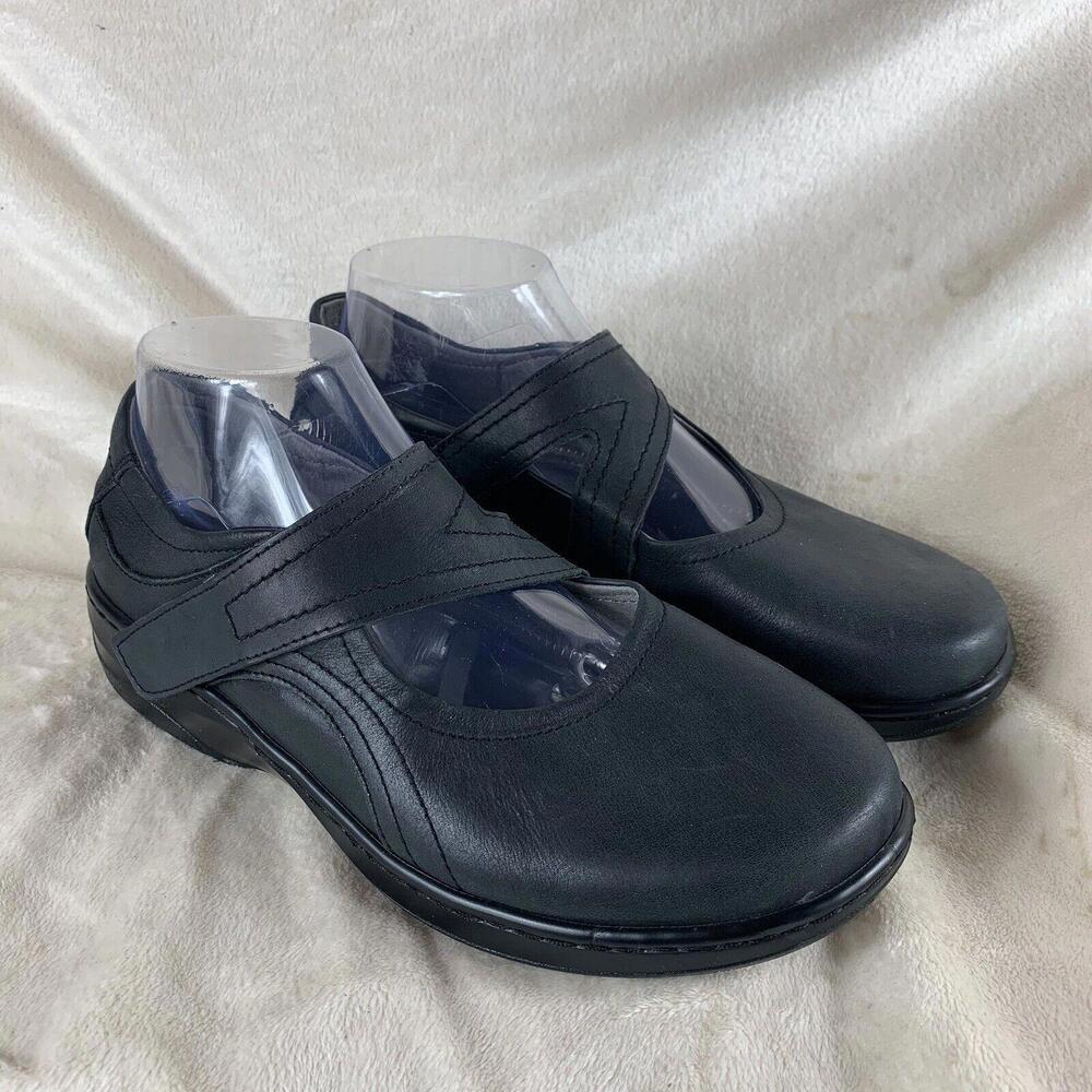 Propet Womens 9.5W Golda Mary Jane Black Leather Comfort Flats Shoes WCA053LBLK​